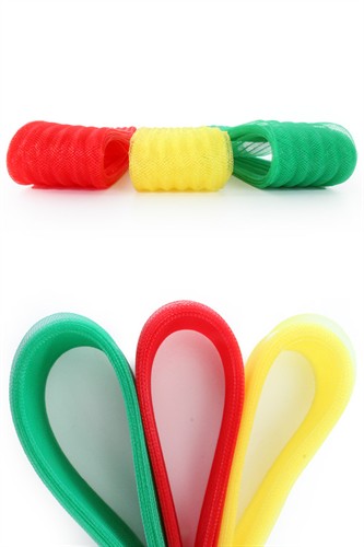 Decoratie tulle  4cm rood/geel/groen 6 Meter per kleur