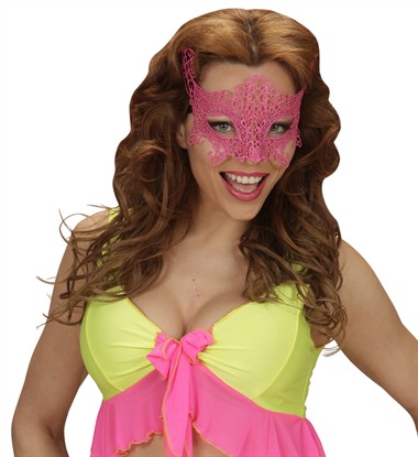 Masker gebreid neon pink