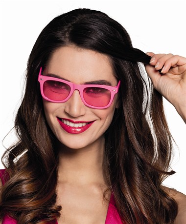 Brille neon pink mit Gläsern pink
