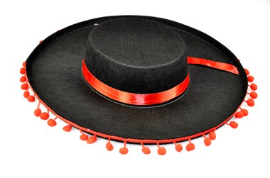 Hut Spanierin Pompons Schwarz,  (H=9 cm)gr. 59 