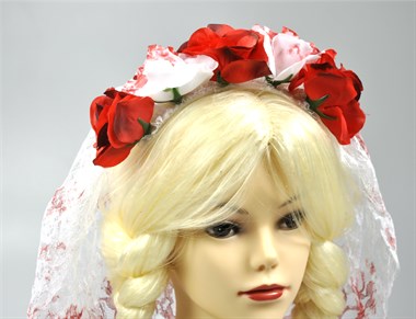 Diadeem bloemen met bloedige sluier