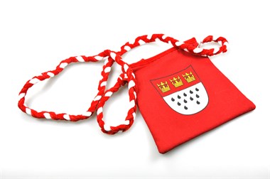 Tasche Köln an Kordel rot/weiß  (18x18cm)