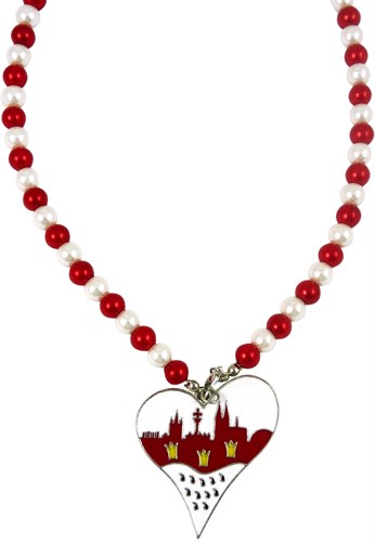 Ketting parels rood/wit Keulen hart