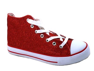 Schoenen rood glitter halfhoog maat 36