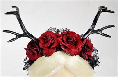 Diadeem gewei bloemen rood