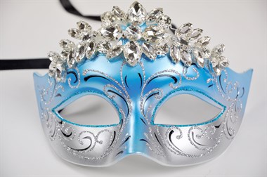 Augenmaske hellblau mit Strass 