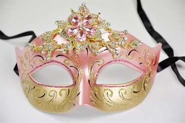 Augenmaske schwarz/gold mit Strass