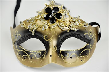 Augenmaske rosa/gold mit Strass 