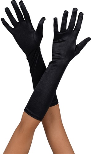 Handschuhe Satin schwarz 40cm