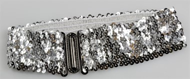 Gürtel Pailletten silber Stretch