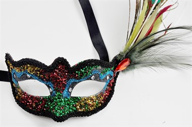 Oogmasker glitter met pauwenveer