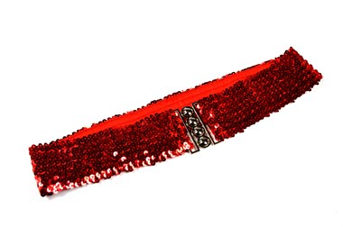 Riem pailletten elastisch rood