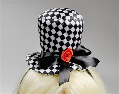 Diadeem mini hoge hoed zwart/wit