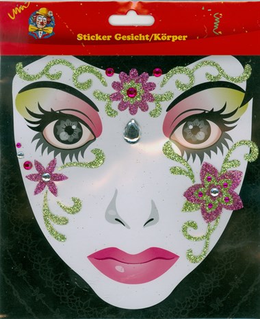 Sticker Gesicht/Körper pink/grün 