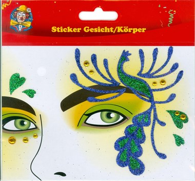 Sticker Gesicht/Körper Pfau