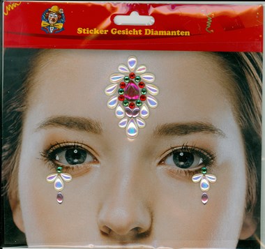 Sticker Gesicht Diamanten grün/rot 
