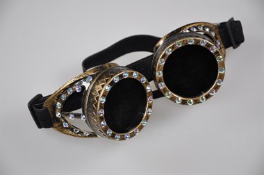 Goggles Steampunk brass & rhinestone