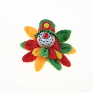 Brooch red / yellow / green clown flower