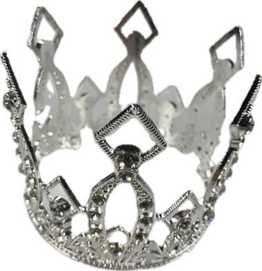 Kroon met stenen zilver 7x6cm