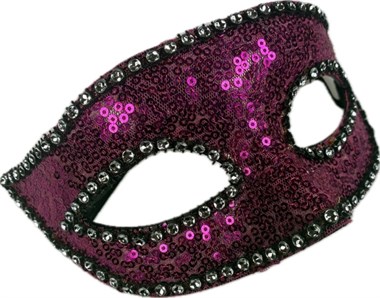 Masker pailletten paars stras