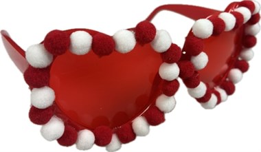 Brille Pompons rot/weiß