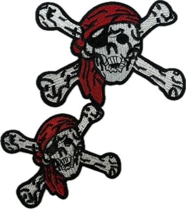 Strijkbare stickers piraat 2 st.