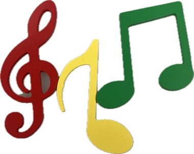 Musiknoten aus Holz r/g/gr