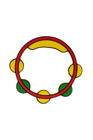 Wooden tambourine decoration r/y/gr 14x13cm
