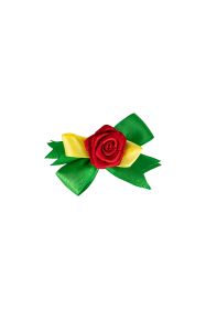 Brooch roses with bow r/y/gr