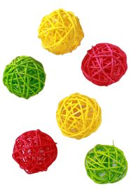 Deco balls straw 6cm r/y/gr per 15