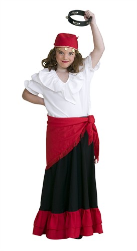 Zigeunerin (rok/blouse/heupdoek/hoofddoek)