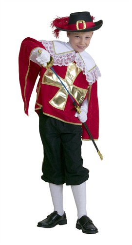 Musketier Edward rood (broek/bovendeel met kraag)