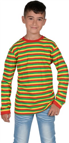 Gestreept shirt rood/geel/groen kind de luxe 