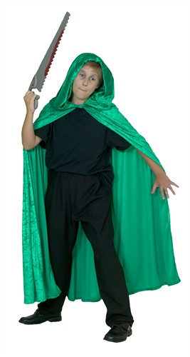 Cape halloween lichtgroen met muts