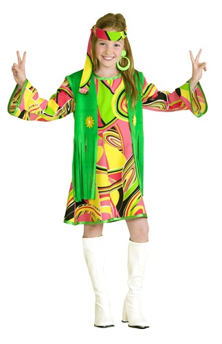 Flower Power Girl (Kleid,Weste,Stirnband)