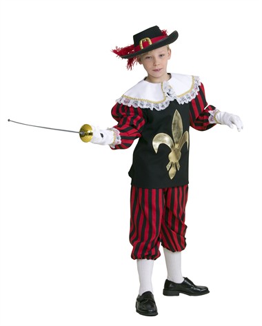 Musketier rood/zwart (bovendeel met kraag/broek)