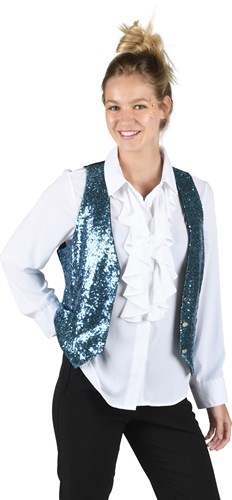 Vest pailletten blauw dames