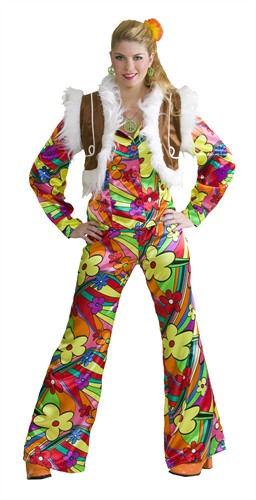 Hippie Vest Flower Power (bruin)