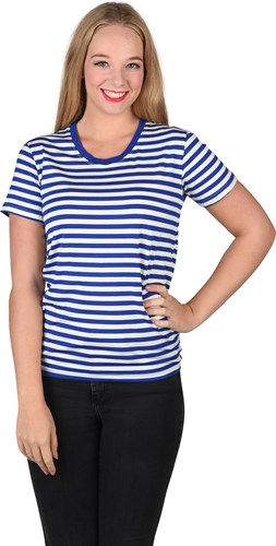 Gestreept shirt girlie blauw/wit
