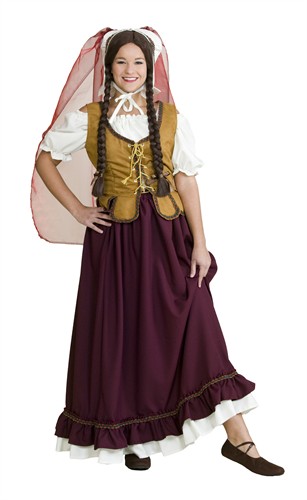 Mittelalter Frau Luxus (Bluse/Mieder/Rock/Haube)