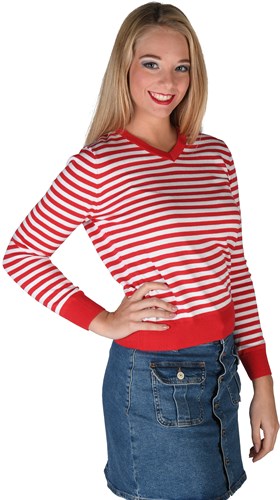Striped sweater Strick red/white Lady