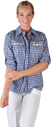 Trachtenbluse blau/weiss
