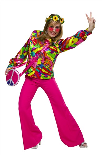 Damen Bluse Flower Power Hippie
