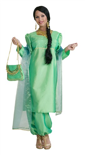 Bollywood Dame Grün (Kleid,Hose,Schal)