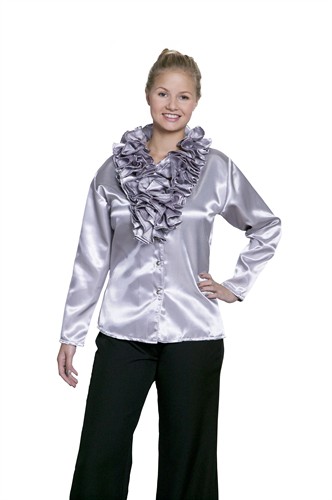 Blouse met ruches zilver dame