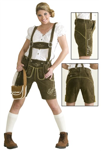 Lederhose dame olijf groen 