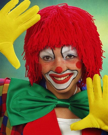 Pruik rood wol clown