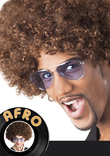Pruik Afro bruin