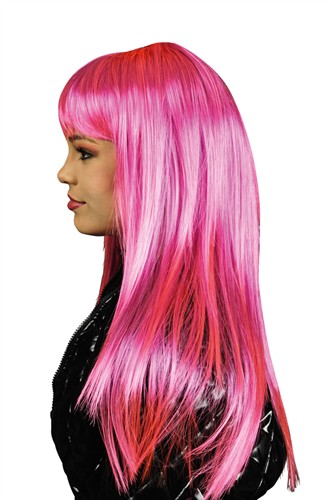 Pruik roze Nicole
