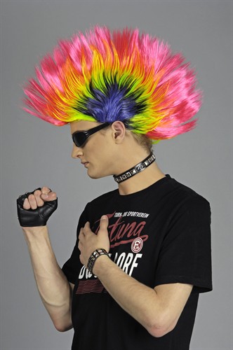 Pruik neon kleuren